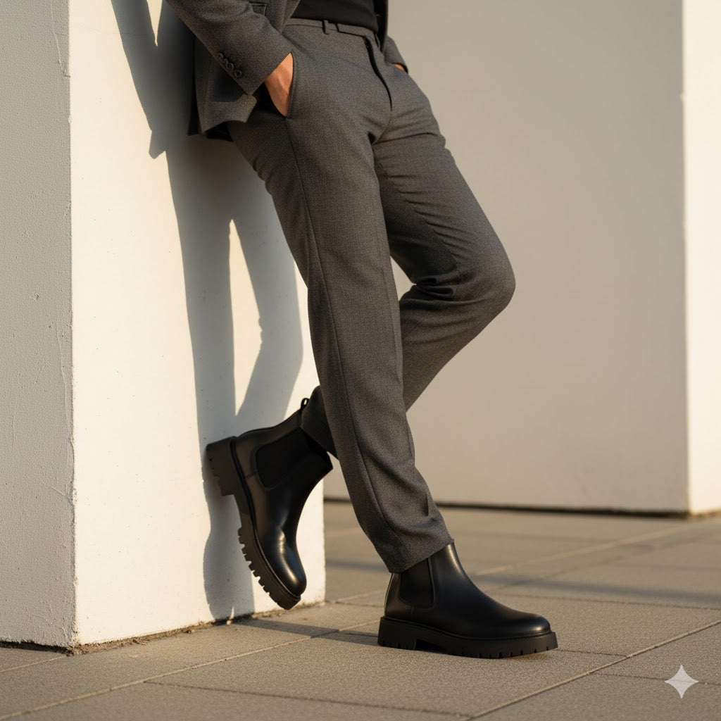 Boots Homme en Cuir - Semelles Tres Confortable