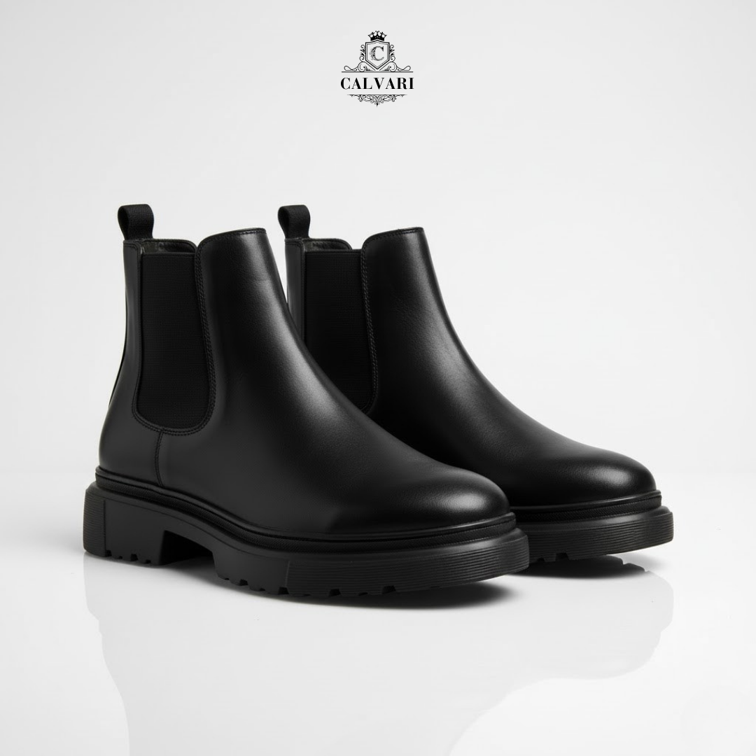 Calvari Chelsea Black Leather