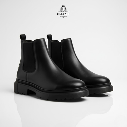 Calvari Chelsea Black Leather