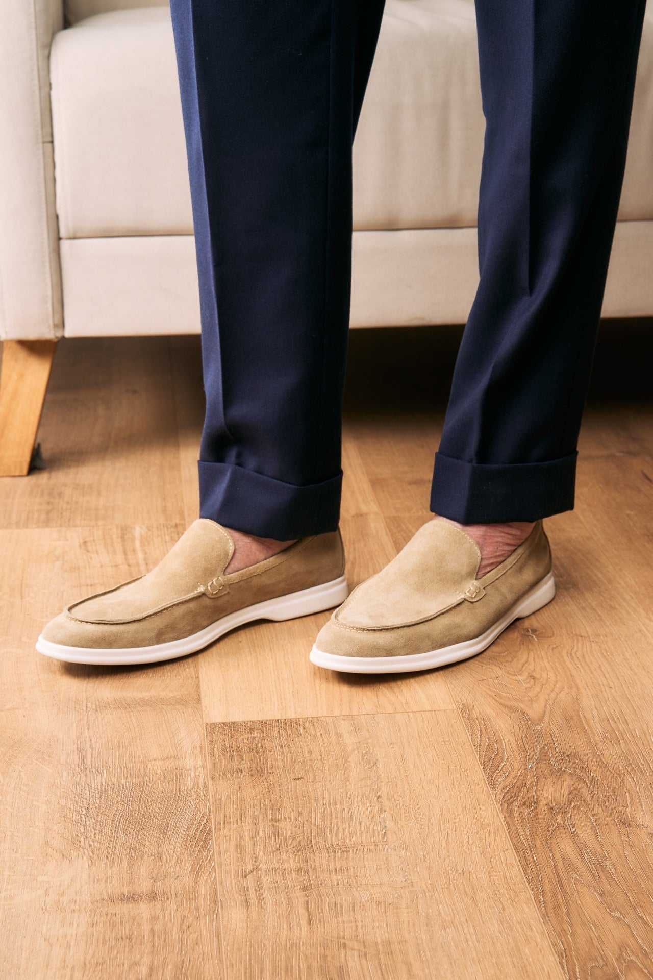 Mocassins Été Daim Italien – Beige Classique Intemporel