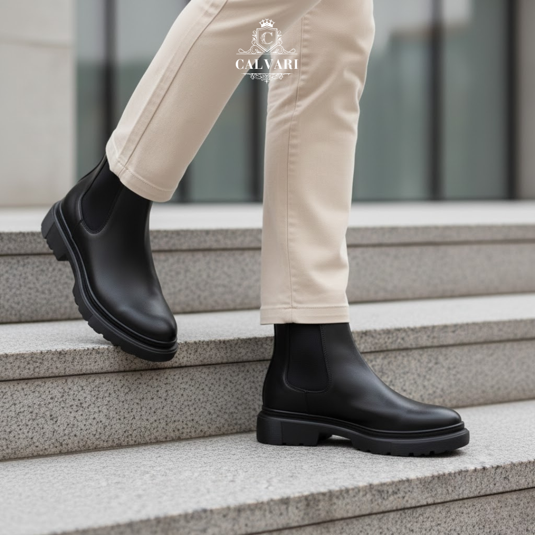 Calvari Chelsea Black Leather